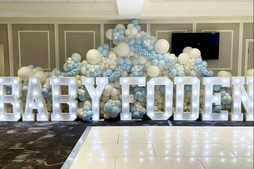 LED Lights spelling out 'Baby Foden'