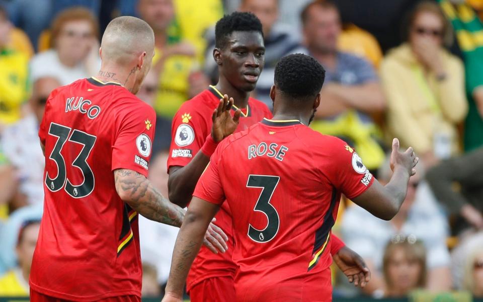 Watford's Ismaila Sarr celebrates scoring their second goal with teammates - Reuters
