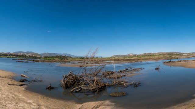 A pond in Mexico drying up.