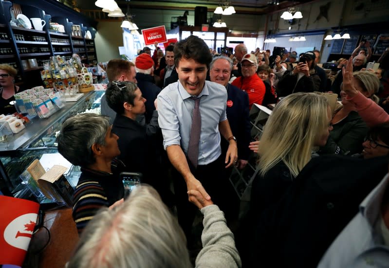 Liberal leader and Canadian Prime Minister Justin Trudeau campaigns for the upcoming election, in Orillia, Ontario