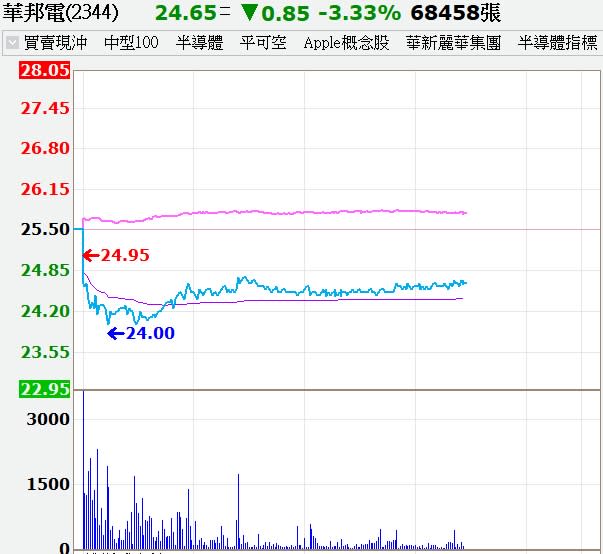 今日華邦電股價表現（圖／翻攝自嘉實全球贏家）