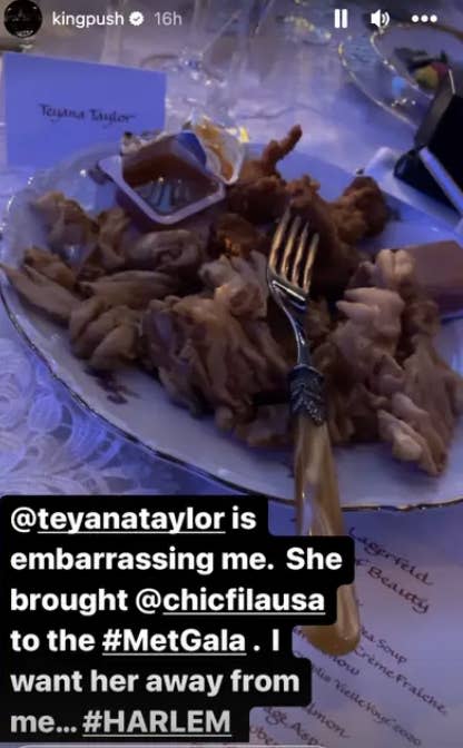 A closeupf of Teyana's plate of Chick-Fil-A