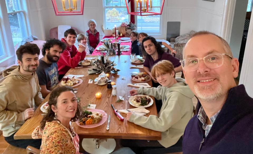 Hisham Awartani with lifelong friends Kinnan Abdalhamid and Tahseen Ahmad at Thanksgiving dinner last month with the family of Hisham's uncle Rich Price in Burlington, Vermont, days before the shooting.