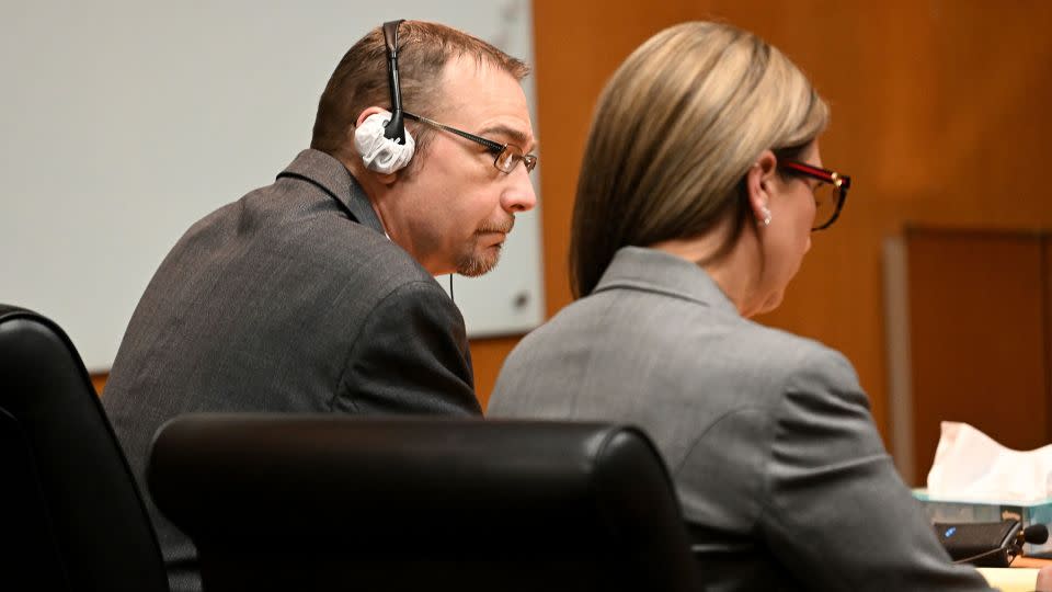James Crumbley and his attorney listen to the verdict on March 14, 2024. - Robin Buckson/Detroit News/Pool/AP