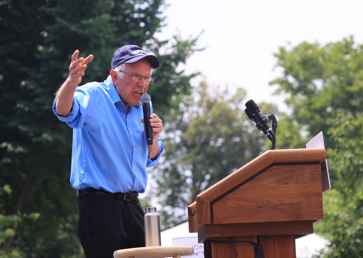 Sen. Bernie Sanders participates in a ''Get Out the Vote'' rally on June 22 in New York City.