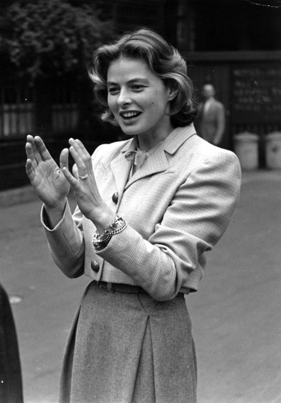 The actress in London after filming Alfred Hitchcock's "Under Capricorn."&nbsp;