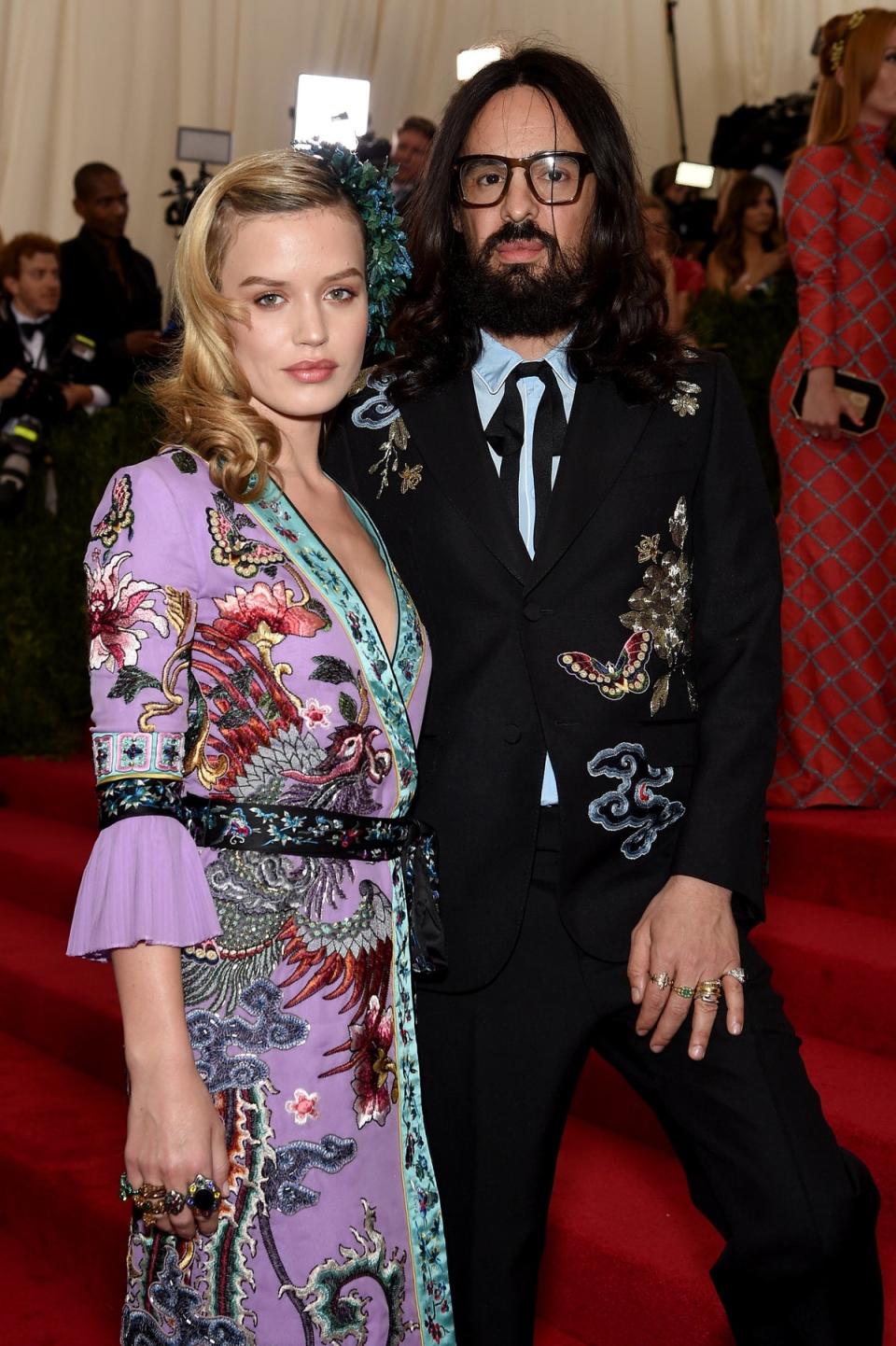 Georgia May Jagger (L) and Alessandro Michele attend the 