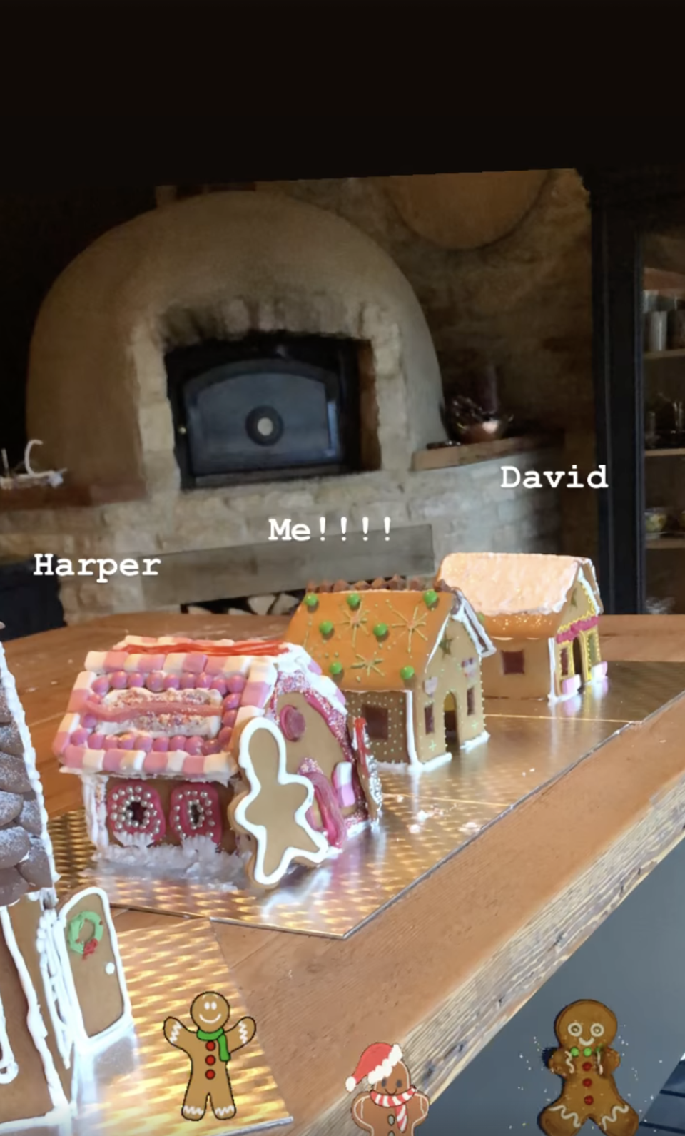 Victoria Beckham shows off the finished gingerbread house creations (Instagram / Victoria Beckham)