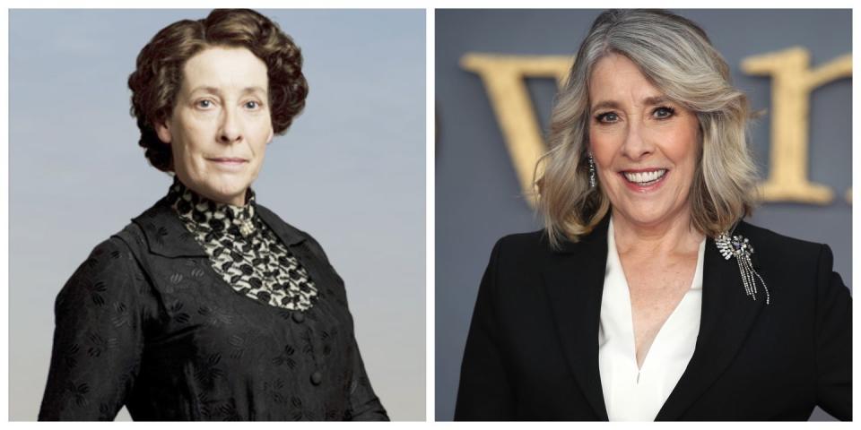 <p>British actress Phyllis Logan looks almost nothing like her character, Mrs. Hughes, on <em>Downton Abbey</em>. Mrs. Hughes tends to be more straight-laced, tidy, and looks super conservative, while Logan always looks trendy and fresh on the red carpet—and she looks a lot younger than Mrs. Hughes, too! </p>