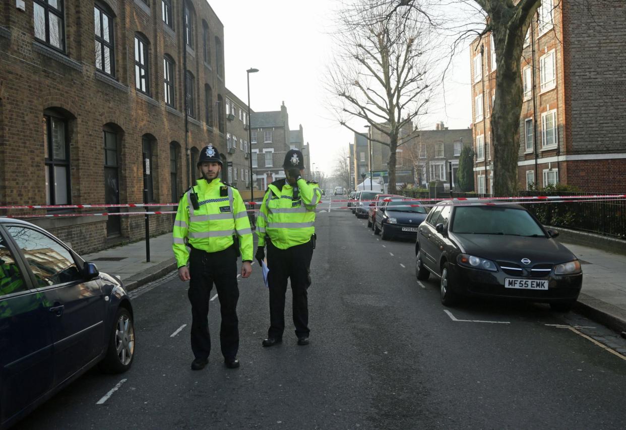 Police activity on Bartholomew Road in Camden, London, after a young man was fatally stabbed: PA