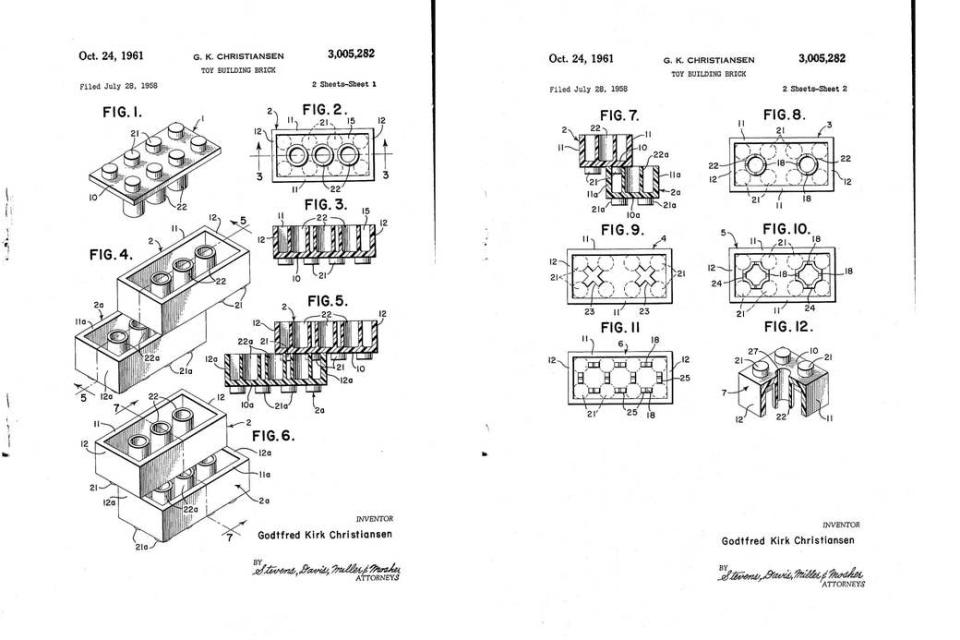 A US patent for the Lego brick in 1961
