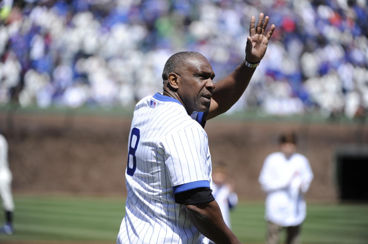 Rick Sutclliffe throws NLCS Game 1 first pitch