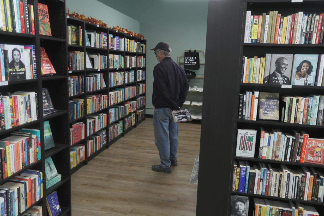 Jim Harley from Detroit browses the shelves at Next Chapter Books on East Warren Ave. Thursday, Nov 09, 2023.