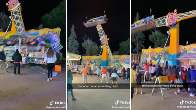 The base of a ride at a fair in Michigan started to violently shake while people were up in the air. Source: TikTok/reeceodonnell6
