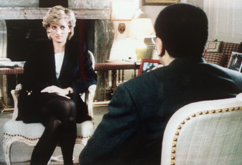 Princess Diana is pictured being interviewed interviewed by the BBC's Martin Bashir in the current affairs program "Panorama" on Nov. 20, 1995. She discussed with apparent candor her life and problems with her husband, Prince Charles, the royal family and the press.