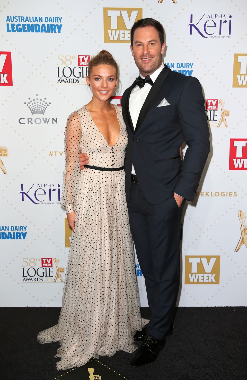 Sasha and Sam Frost (here at the 2016 Logies) split at the end of last year. Could he be going for a second chance at love on Bachelor in Paradise? Source: Getty