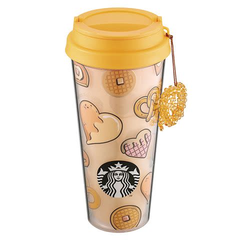 Starbucks 2023 Butter Together Plastic Tumbler Yellow Lid +Pretzel 16oz  🧈🧈🥐🥐