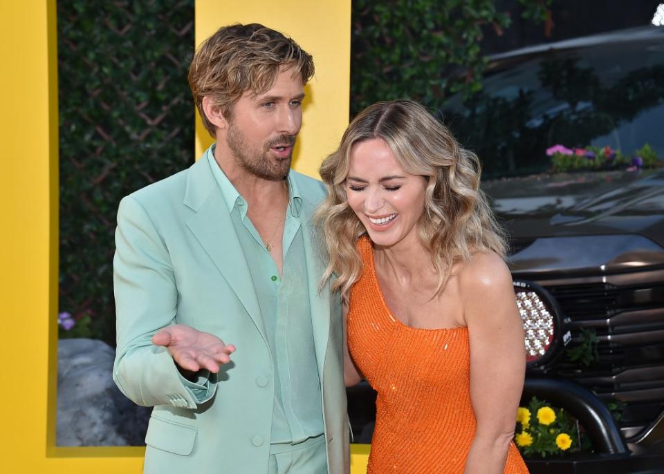 Ryan Gosling and Emily Blunt share a laugh on the red carpet. Lisa OConnor/AFF-USA.com / MEGA