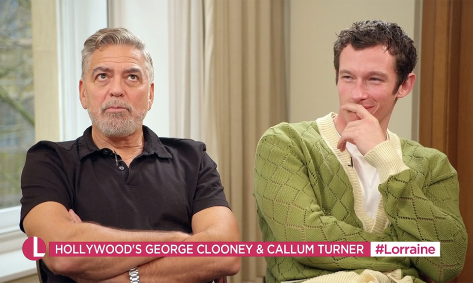 Laughing Lorraine Kelly interviews George Clooney. (ITV screengrab)
