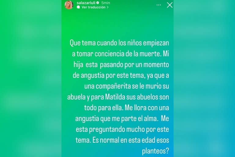 Luciana Salazar compartió su angustia por un planteo que le hizo su hija (Foto: Instagram)