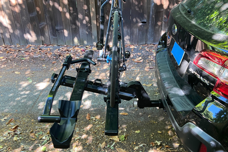 Yakima StageTwo bike rack attached to a car