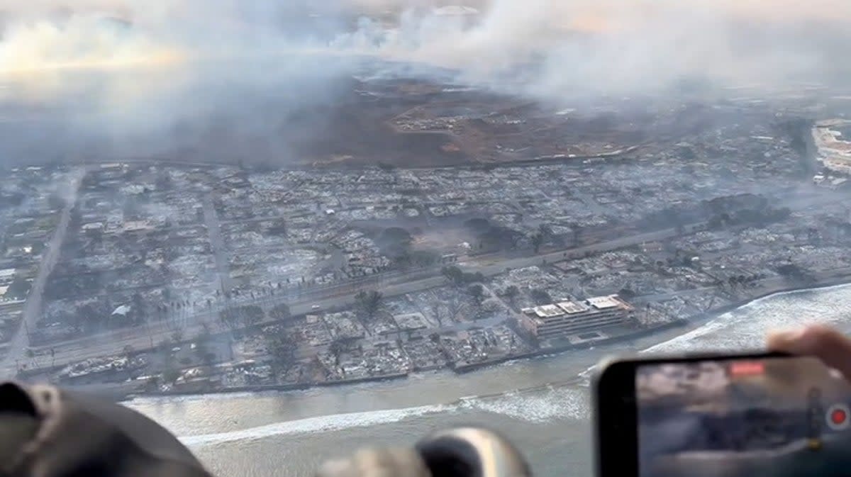 Aerial footage shows Lahaina destroyed by the blaze (TMX)