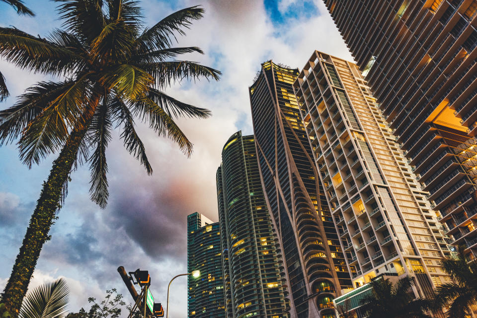 Dramatic Sunset in Miami, Florida, at Biscayne Boulevard