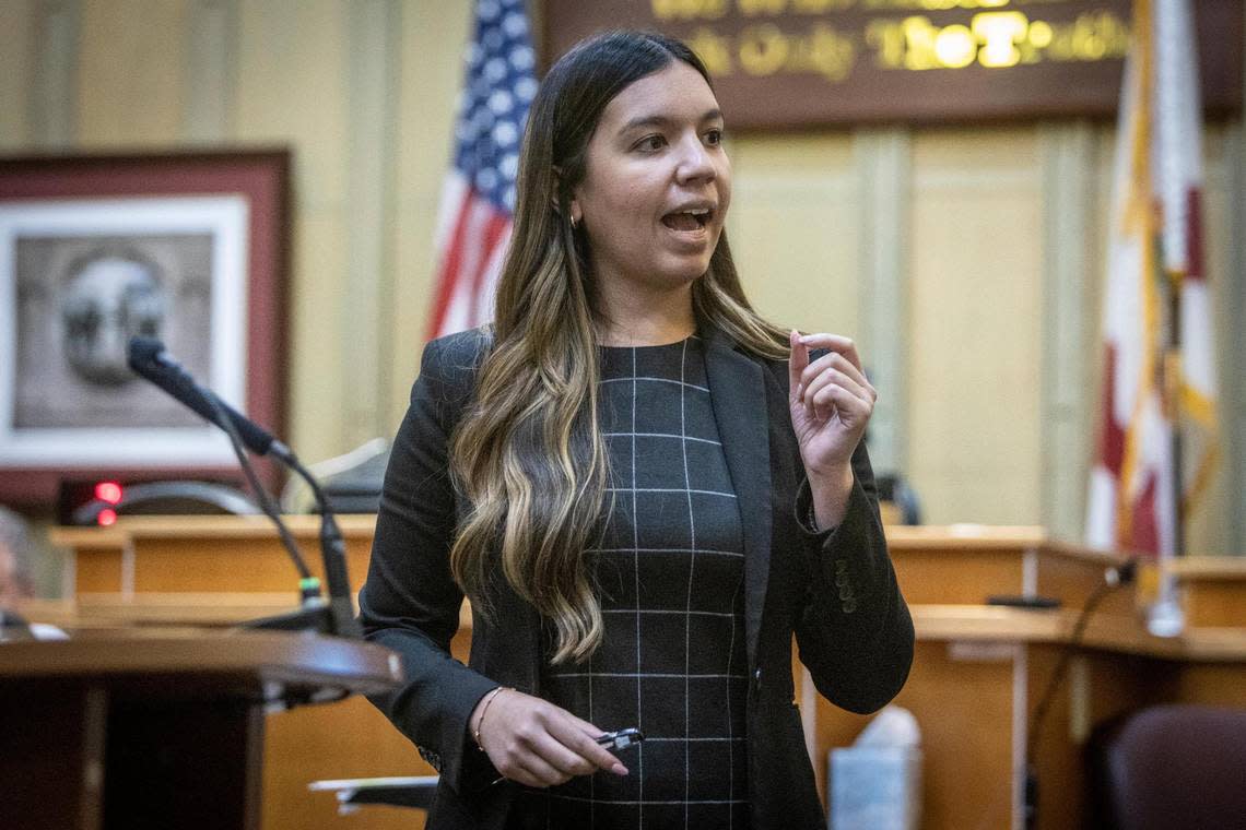 Miami, Florida, October 3, 2022 - Prosecuting attorney Gabriela Alfaro, makes the closing arguments for the State during the trial ofPablo Lyle in Miami-Dade Criminal Court. Pablo Lyle is accused of killing 63-year-old Juan Ricardo Hernandez during a road rage incident in 2019.