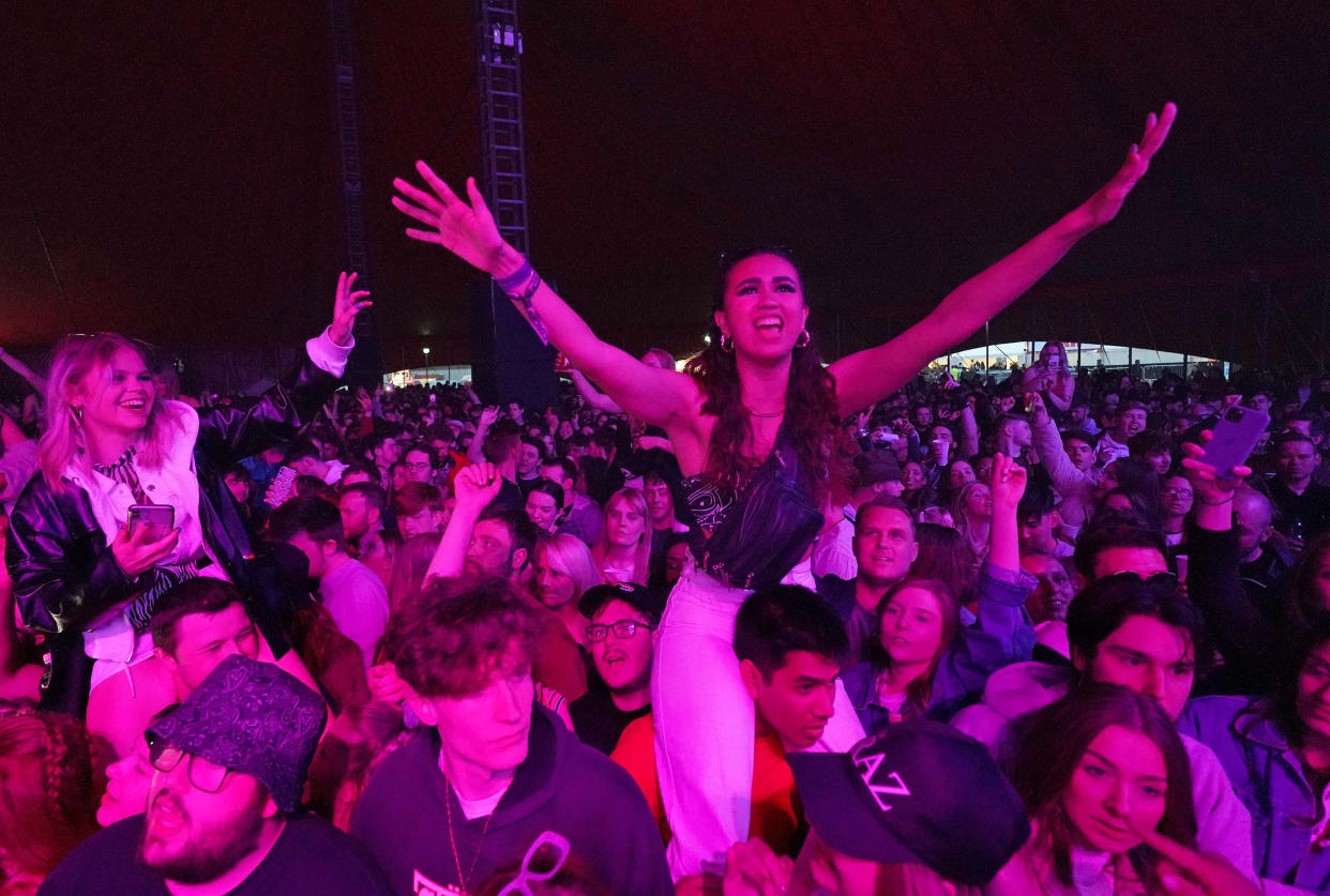 Crowds at a music festival in Sefton Park in Liverpool as part of the national Events Research Programme (ERP). Picture date: Sunday May 2, 2021. (Photo by Danny Lawson/PA Images via Getty Images)
