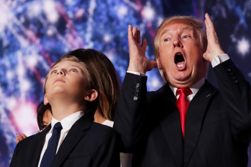 Donald Trump with son Barron at the 2016 Republican National Convention