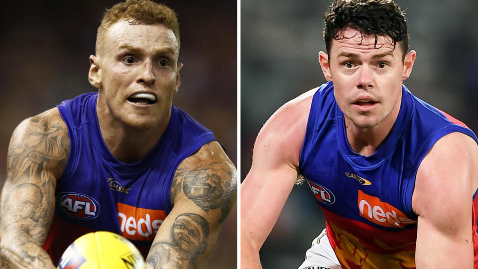 Brisbane Lions star Mitch Robinson, left, debunked a fake tweet about teammate Lachie Neale, right, which was circulated over the weekend.