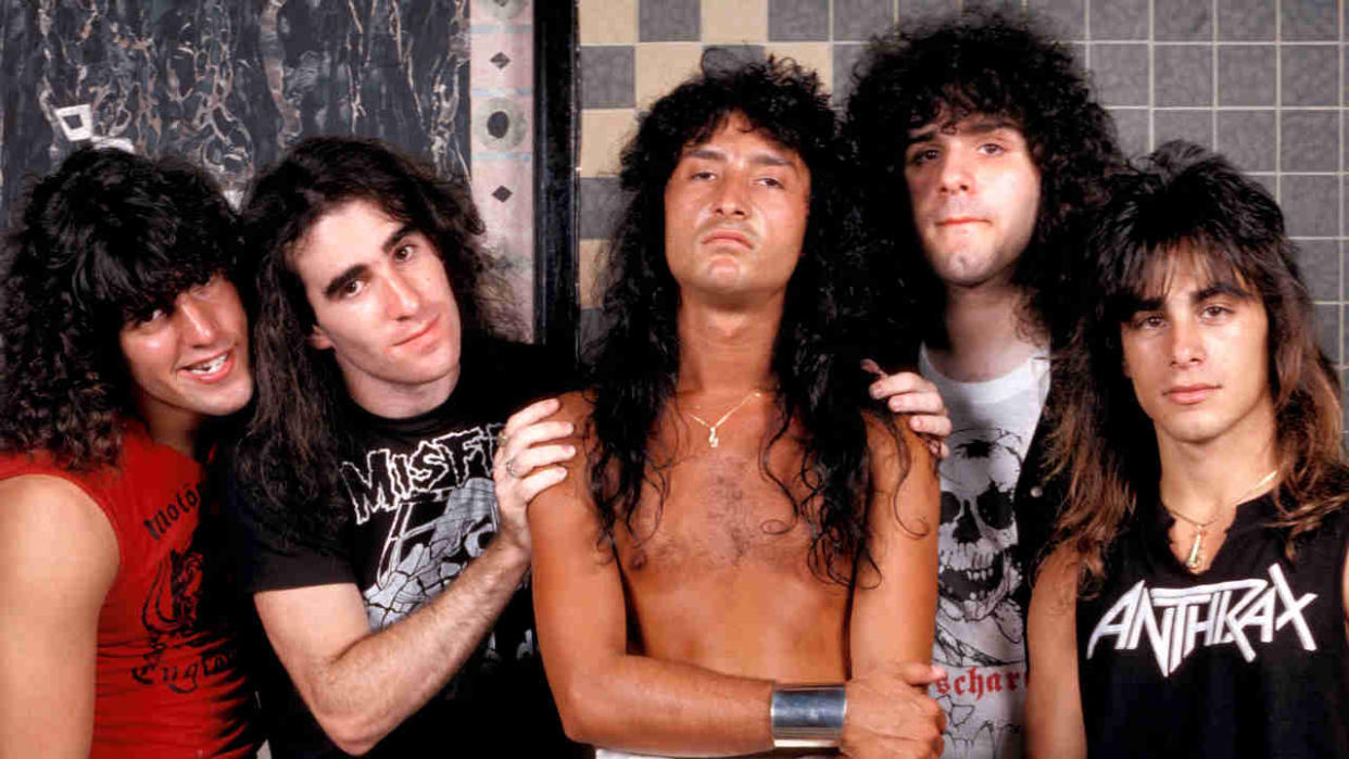  A line-up photo of Anthrax in 1986. 