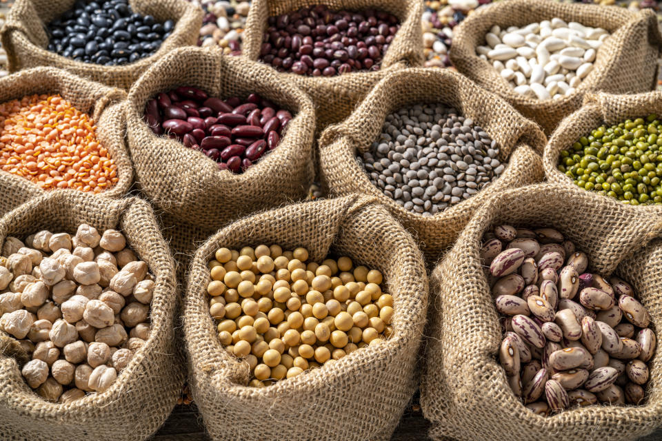 bags of beans and legumes