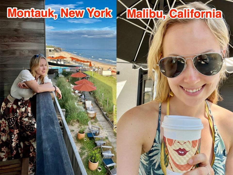 molly in montauk (left) and in malibu (right)