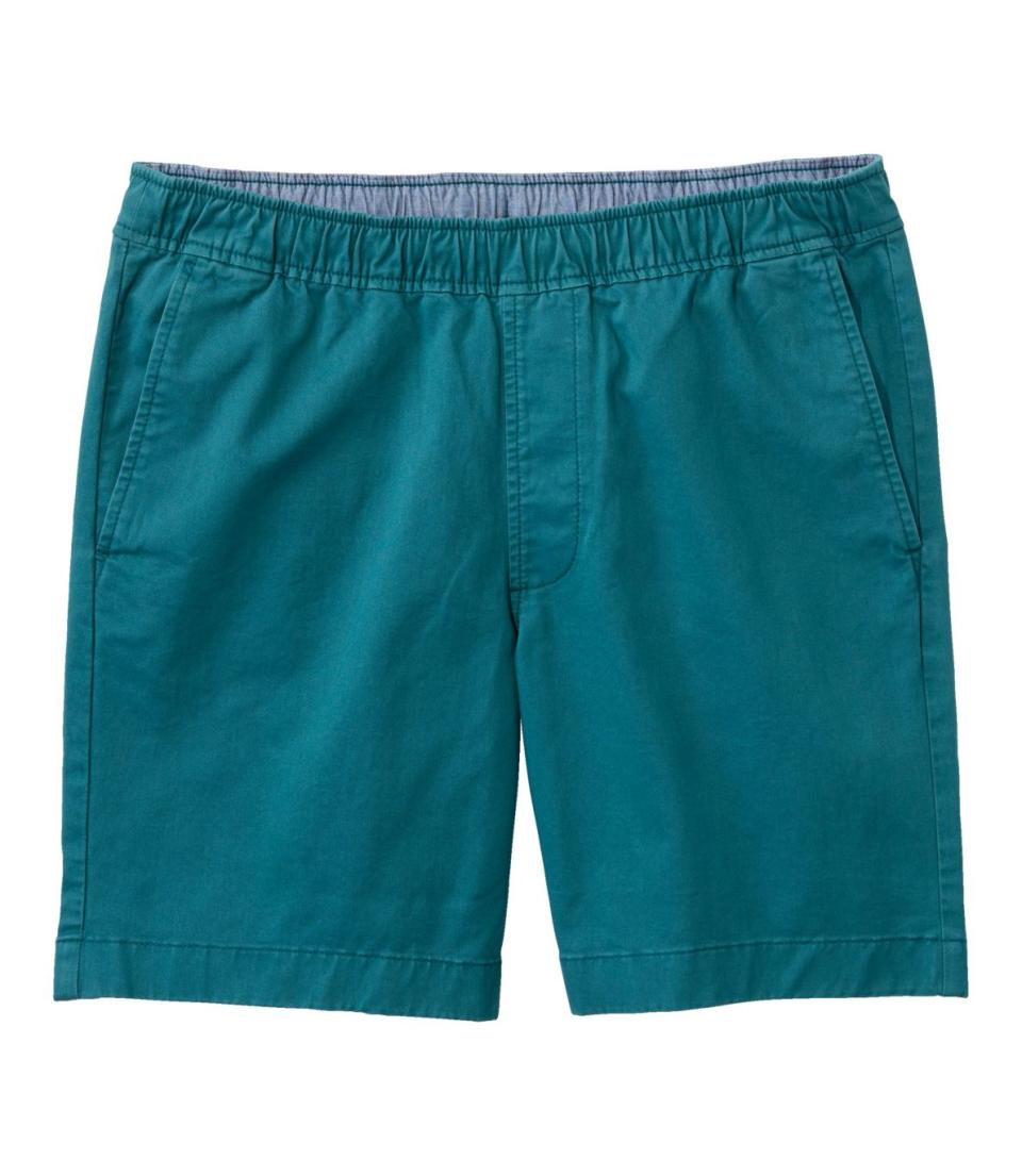 Men's Lakewashed Stretch Khaki Shorts. Image via L.L. Bean.