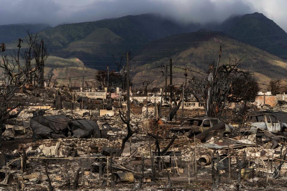 Damaged property lies scattered in the aftermath of a wildfire in Lahaina (Copyright 2023 The Associated Press. All rights reserved)