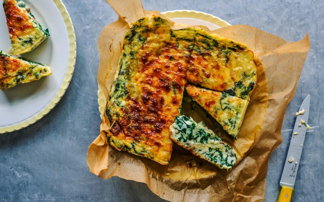 Spinach and cheese crustless quiche