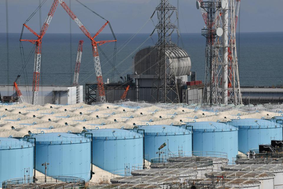 The unit three reactor building and storage tanks for contaminated water at the Tokyo Electric Power Company's (TEPCO) Fukushima Daiichi nuclear power plant in Okuma, Fukushima prefecture, Japan,   February 3, 2020. / Credit: KAZUHIRO NOGI/AFP/Getty