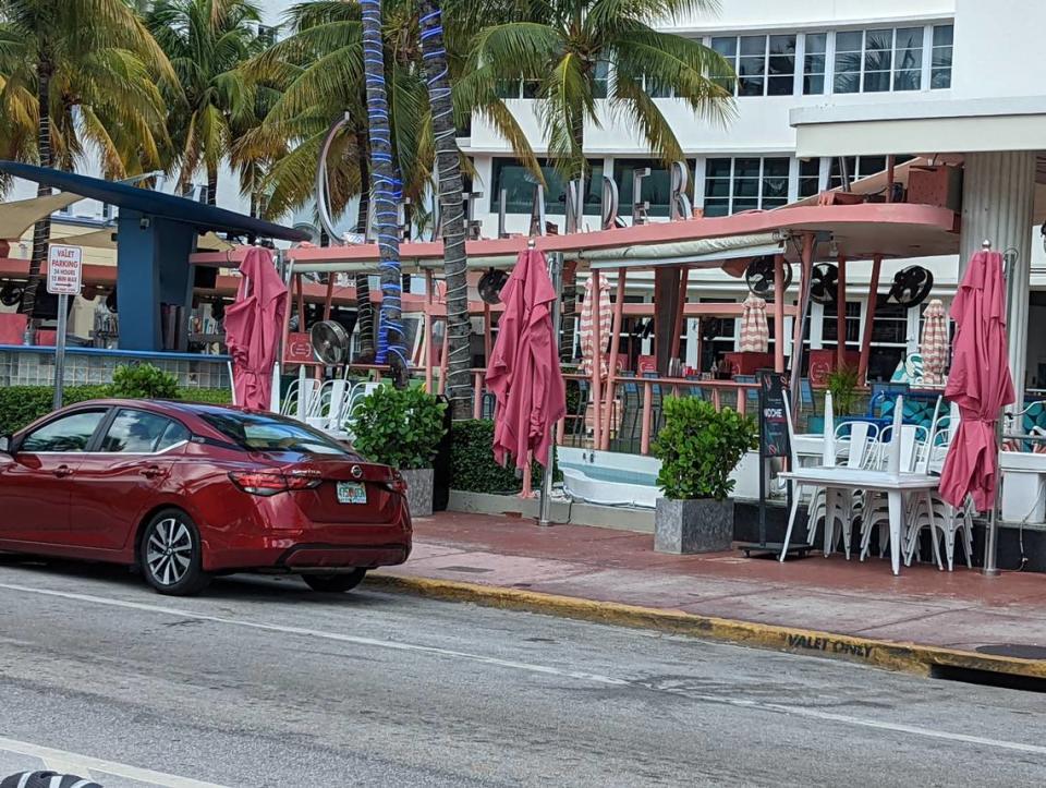 The entrance to the Clevelander Hotel, usually bustling with people, was empty Friday afternoon, July 1, 2022, following the fatal shooting of a hotel employee there hours earlier.