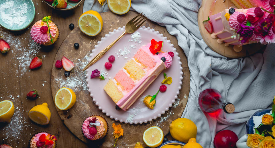 Instagram star baker Julian Angel’s Pink lemonade peach cake. (Photo: Resorts World Sentosa)