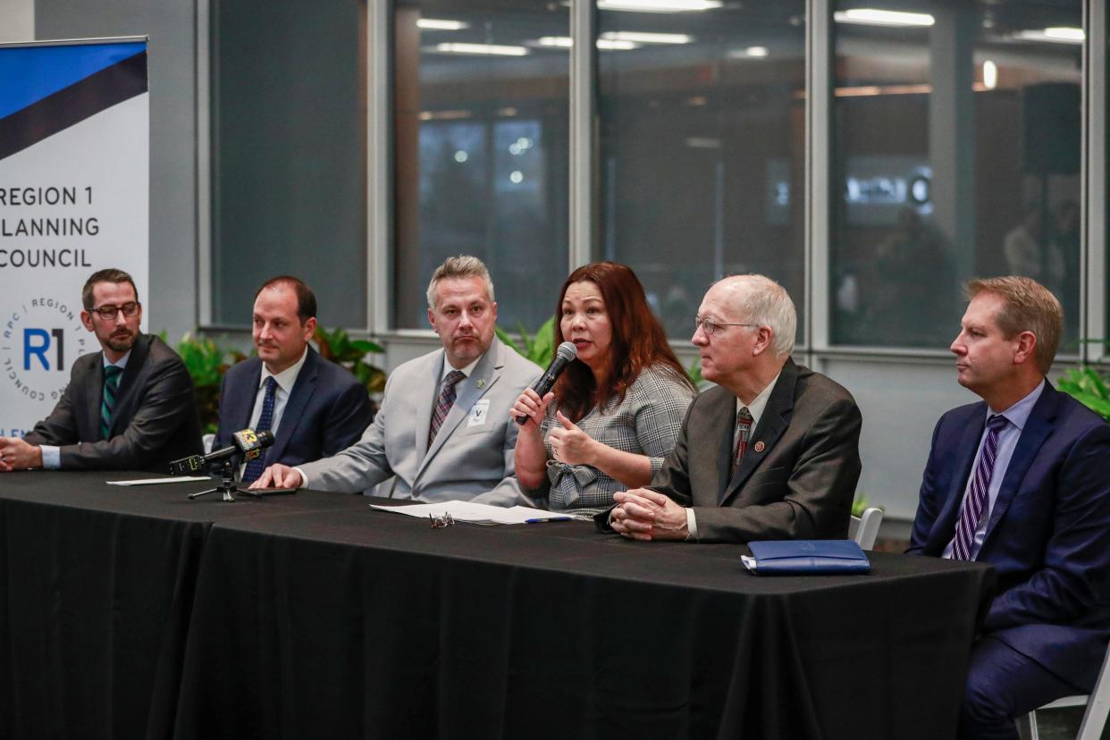 U.S Sen. Tammy Duckworth, D-Illinois, speaks during an Region 1 Planning Council event Friday, Jan. 20, 2023, at Collins Aerospace in Rockford. R1 announced Friday that it had won a U.S. Economic Development Administration designation for a three-county area including Winnebago, Boone and McHenry counties.