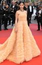 The Victoria's Secret model looks angelic in her wears Georges Hobeika SS19 Haute Couture gown and Vintage Boucheron jewelry at the <em>Once Upon a Time in Hollywood</em> premiere.