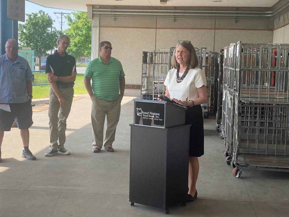 Katy Bunder, CEO and president of Food Finders Food Bank, speaks on May 12, 2022 in regards to the upcoming May 14 national food drive.