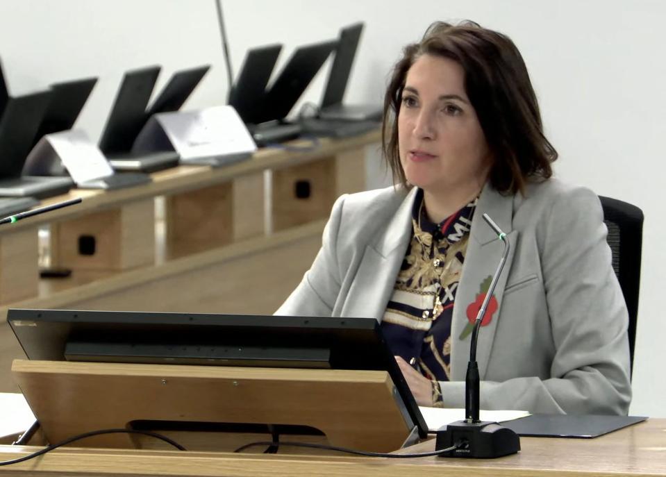 Helen MacNamara addressing the inquiry on Wednesday (UK Covid-19 Inquiry/AFP via Gett)