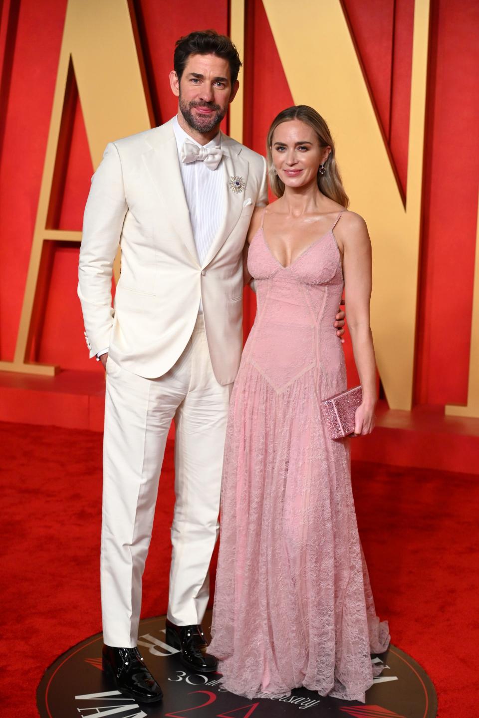Emily Blunt and John Krasinski attend the 2024 Vanity Fair Oscar Party