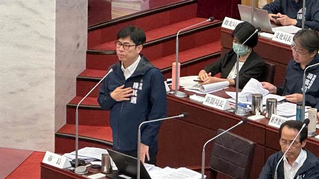 陳其邁回應，現在他非代理黨主席，但每位民進黨人都有責任，「國民黨不是說沒發生」，人民也厭惡看到藍綠互相指責。（柯宗緯攝）