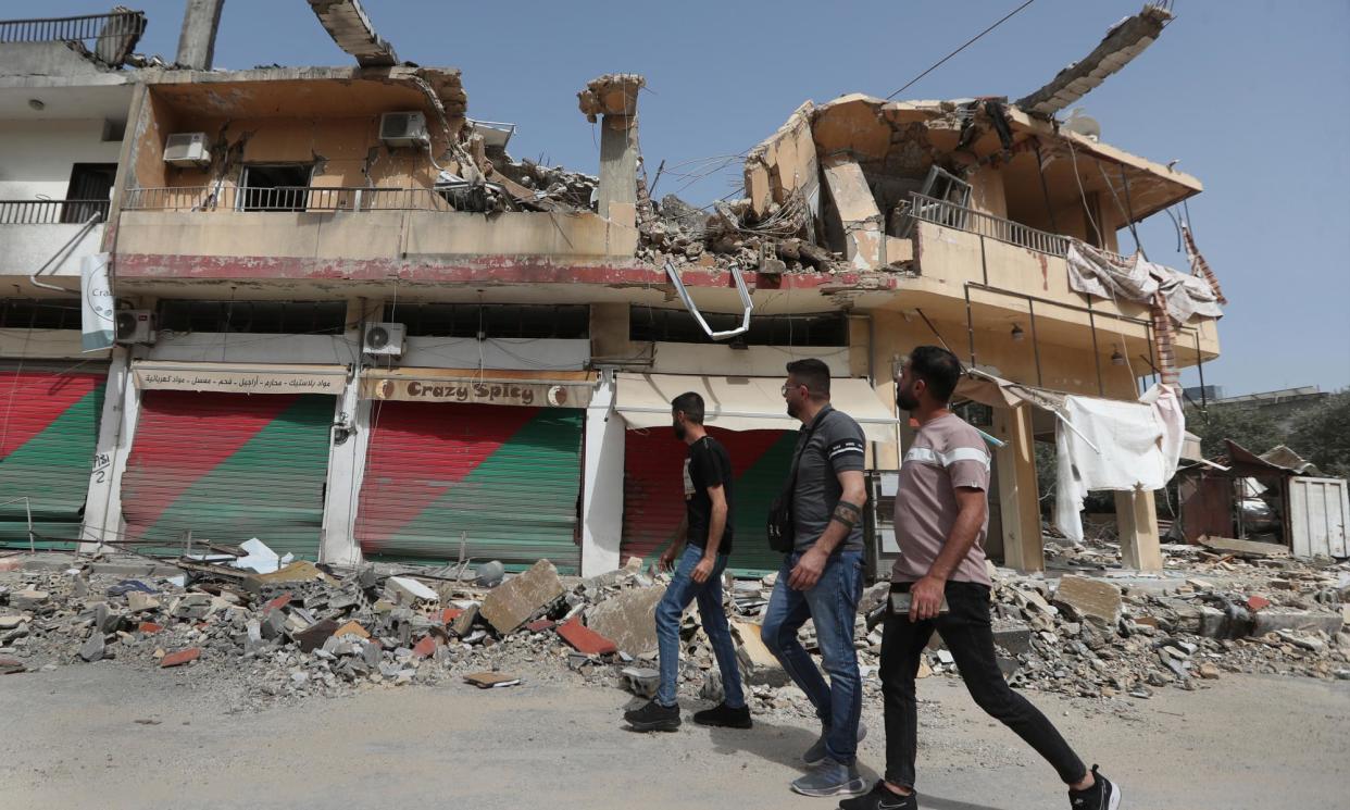 <span>A building destroyed by Israeli shelling in Kfar Kila, a border village in southern Lebanon.</span><span>Photograph: Mohammad Zaatari/AP</span>