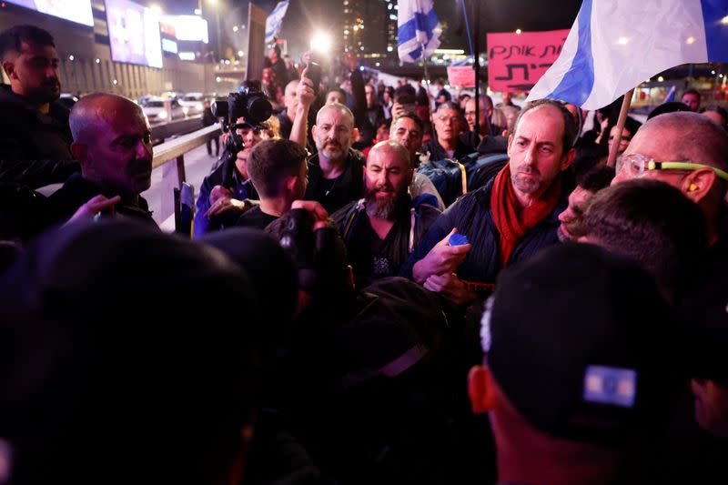 Protest against Israeli Prime Minister Netanyahu's government and call for the release of hostages kidnapped on October 7, in Tel Aviv