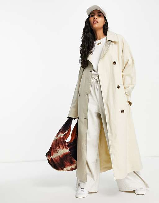 ASOS DESIGN slouchy trench coat in washed stone | ASOS