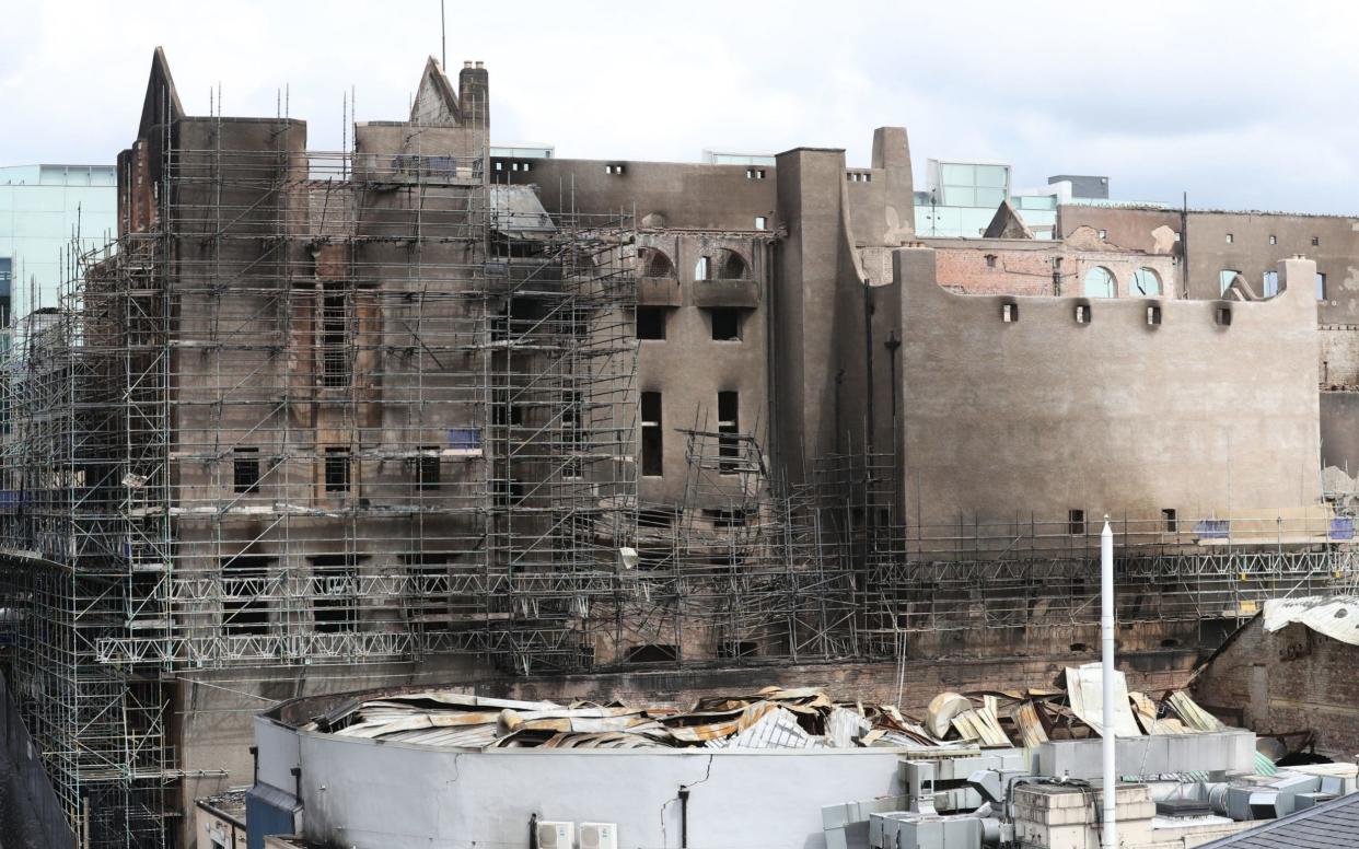 Exterior view of the fire damage at the Glasgow School of Art (GSA) in the historic Mackintosh Building and the O2 ABC Glasgow - PA